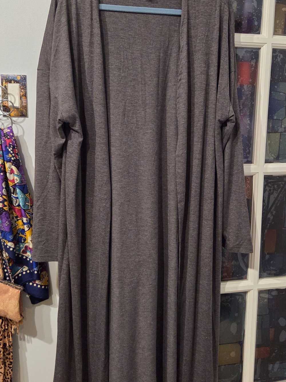 Women's Long Open Front Duster Cardigan - Gray